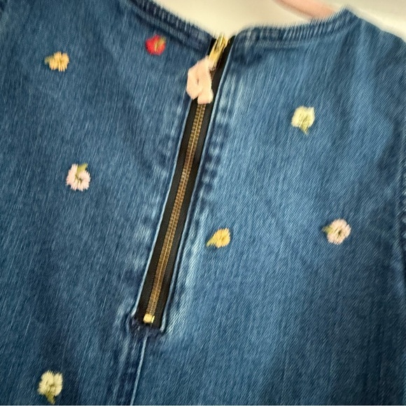 Madewell x Crewcuts Size 8 Confetti Floral Embroidered Denim Shift Dress - Picture 5 of 6